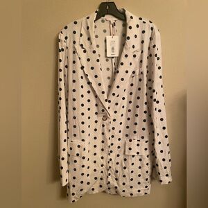 GB Blazer polka dot jacket NWT XL white with black